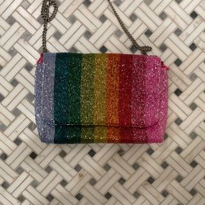 Hemline Moyna Rainbow crossbody beaded bag